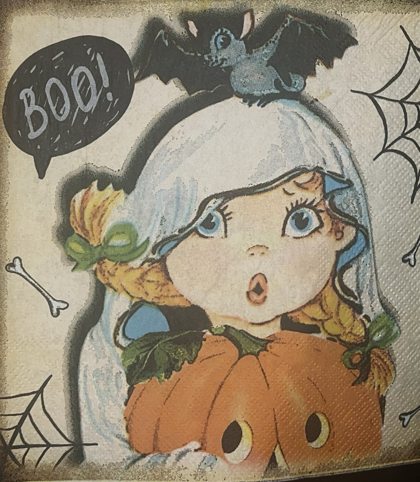TWO Paper LUNCHEON Decoupage Napkins/Art/fall/ Vintage halloween/witch/cat/fall
