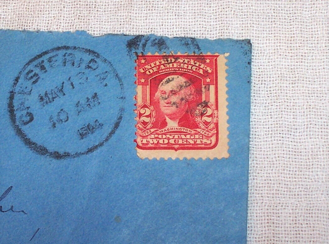 1904 Red 2 Cent Postage Stamp , Washington Shield , Mis-Perforated Miscut Error