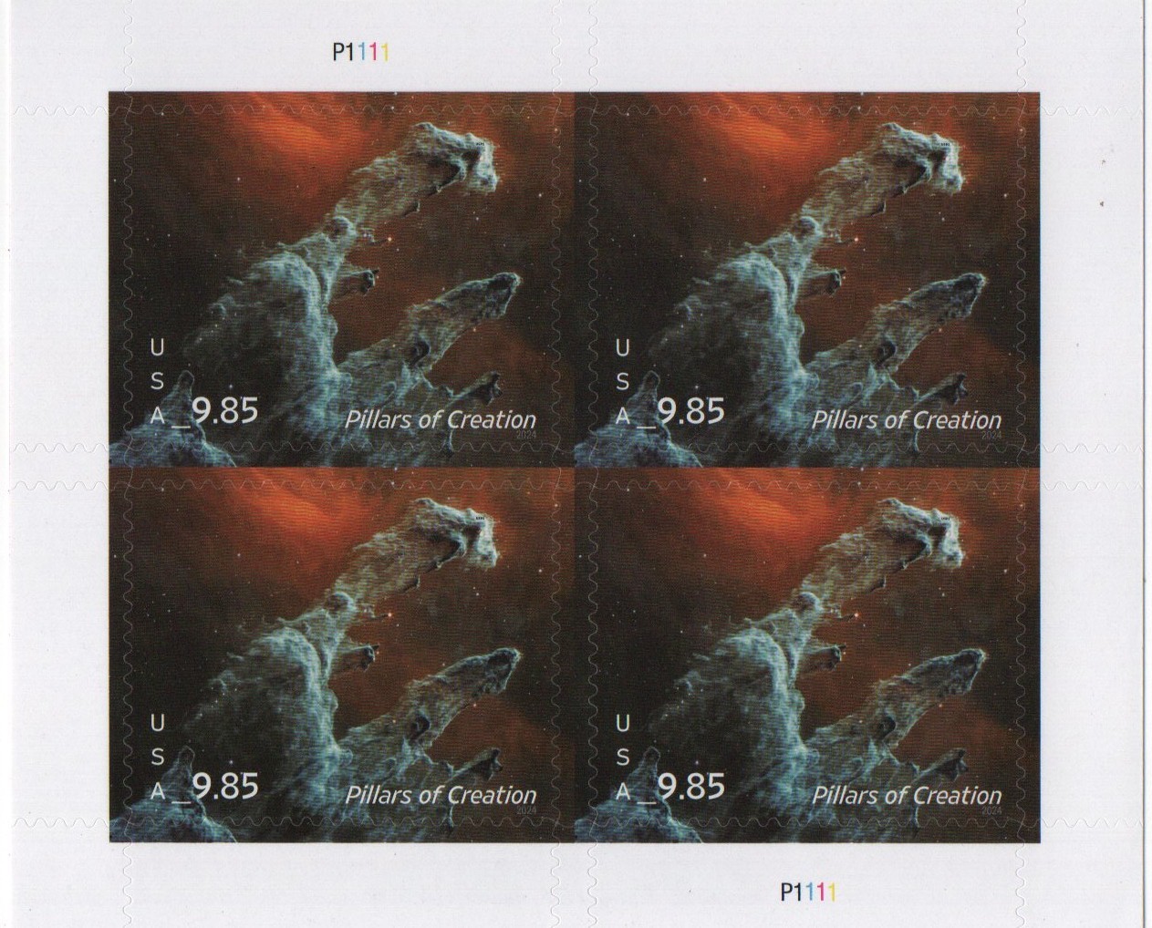USPS Pillars of Creation Sheet of 4 Priority Mail $9.85 Stamps Sent from OKC, OK