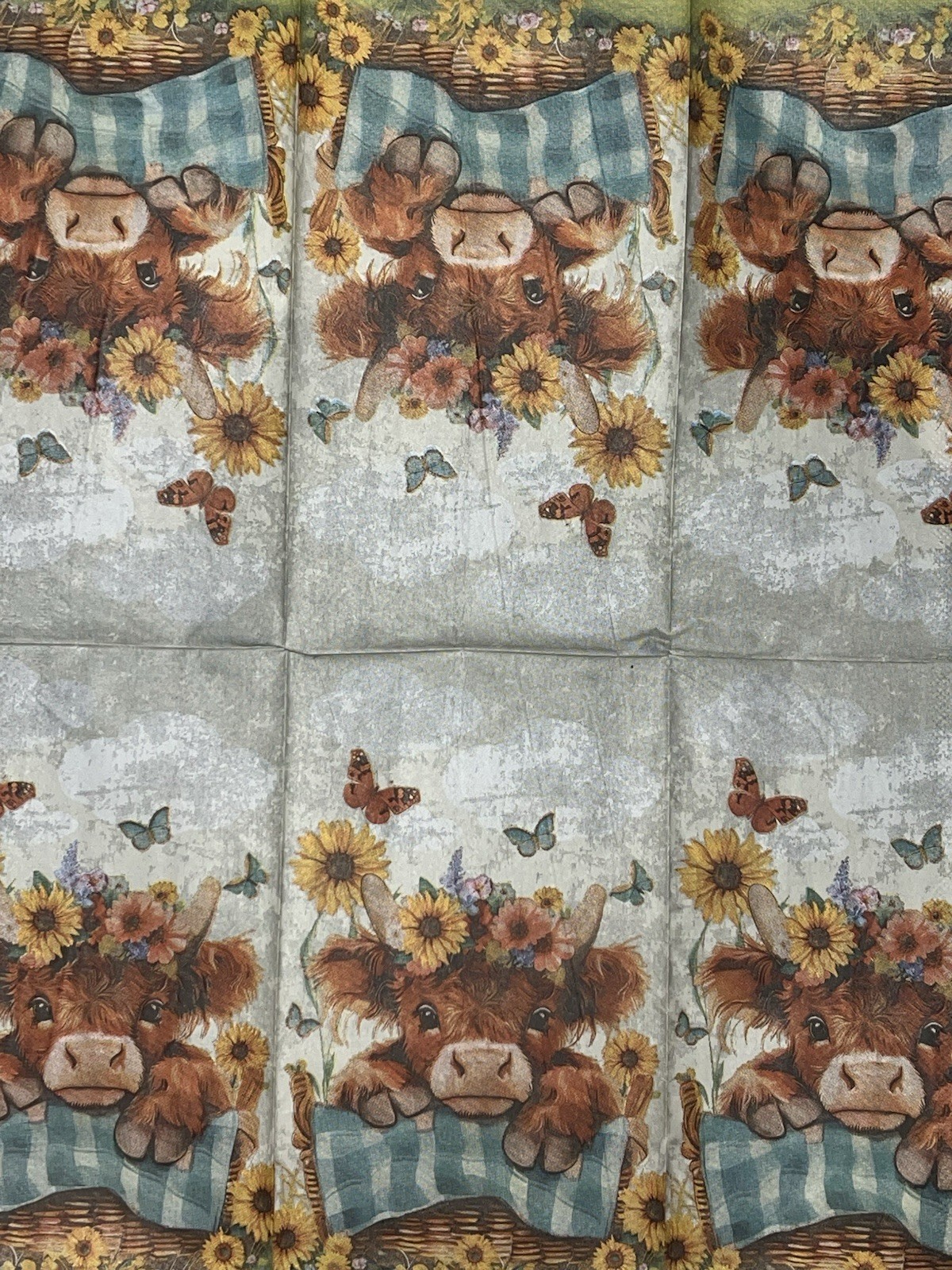 TWO Paper Dinner Decoupage Art Craft Napkins -highland Cow- /sunflowers/Autumn