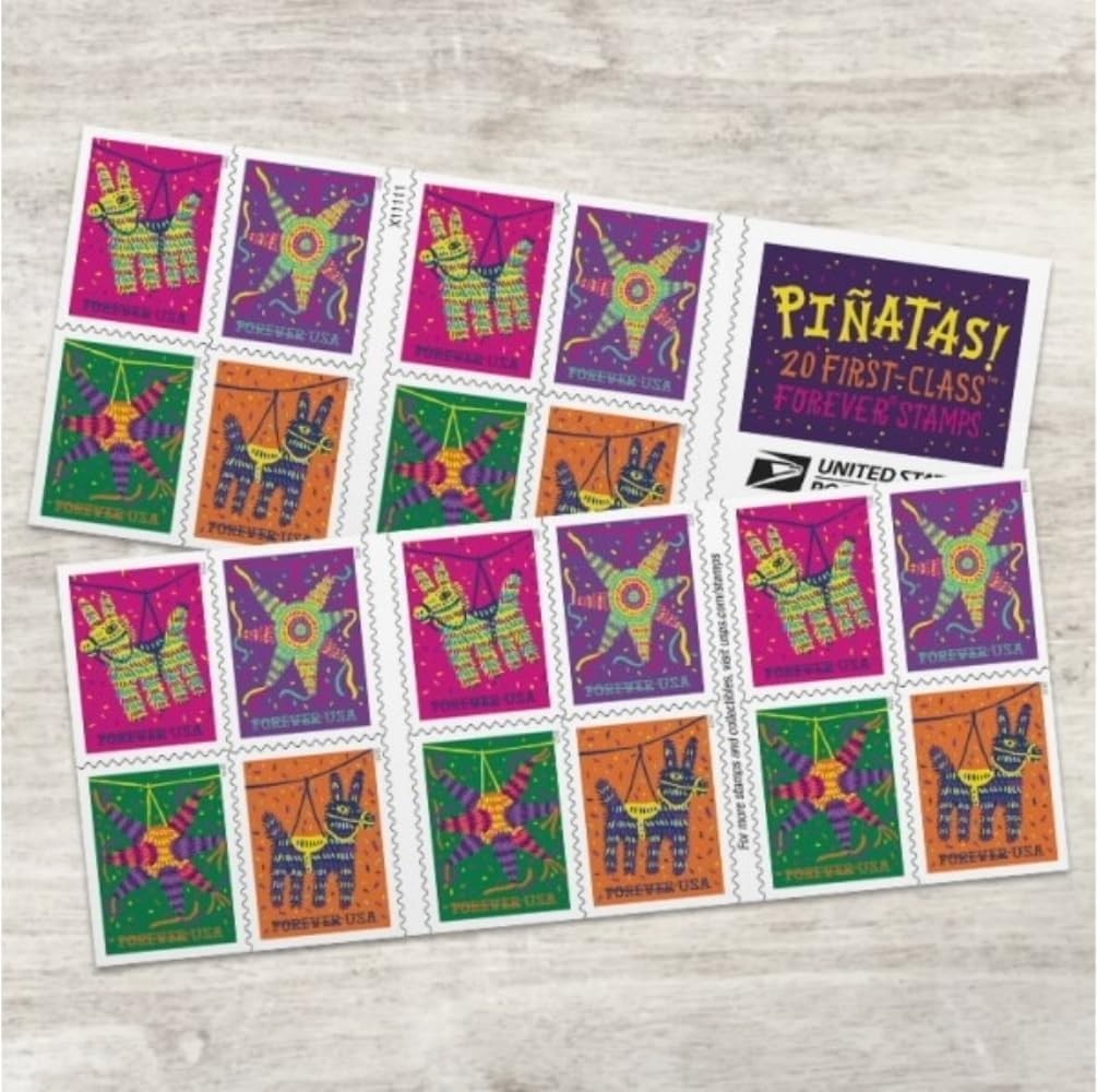 Pinatas! USPS First-Class Mail Forever Postage Stamps – Booklet of 20