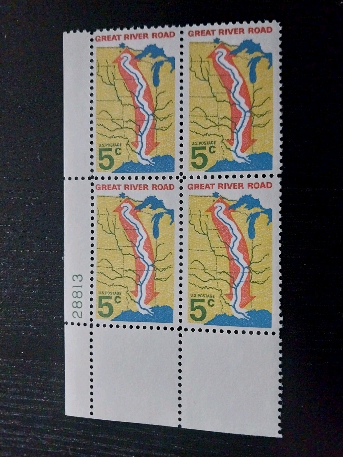 4 Stamps United States Postage 5 Cents Great River Road Unused