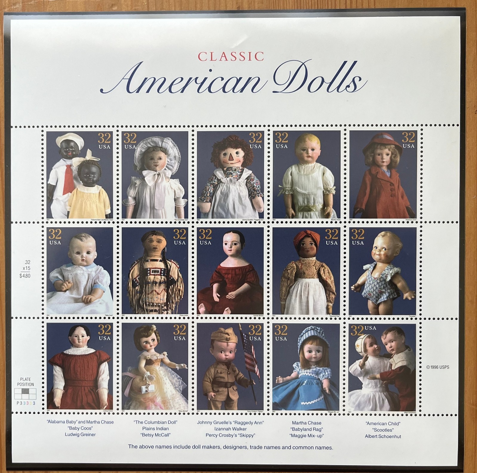 American 15 stamps Classic American Dolls 1996 MNH