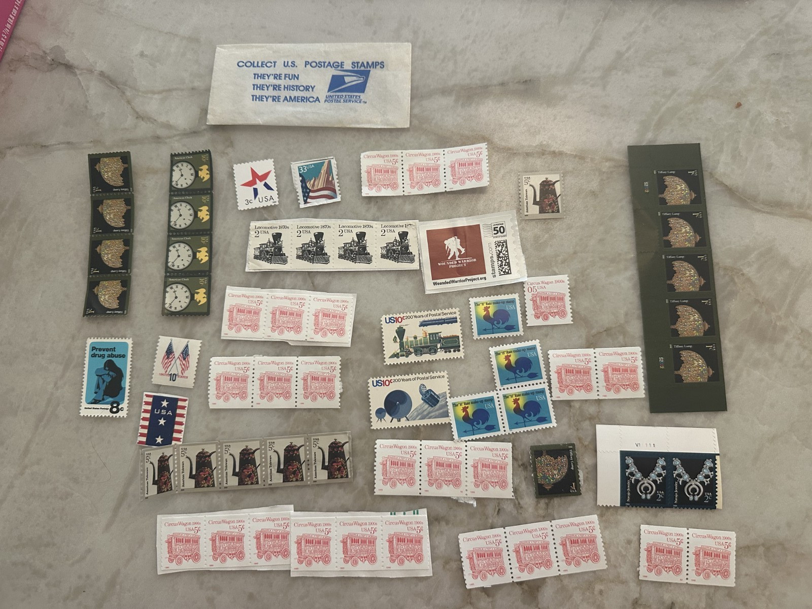 Lot of Unused 50+ Cent Stamps Vintage U.S. Postage