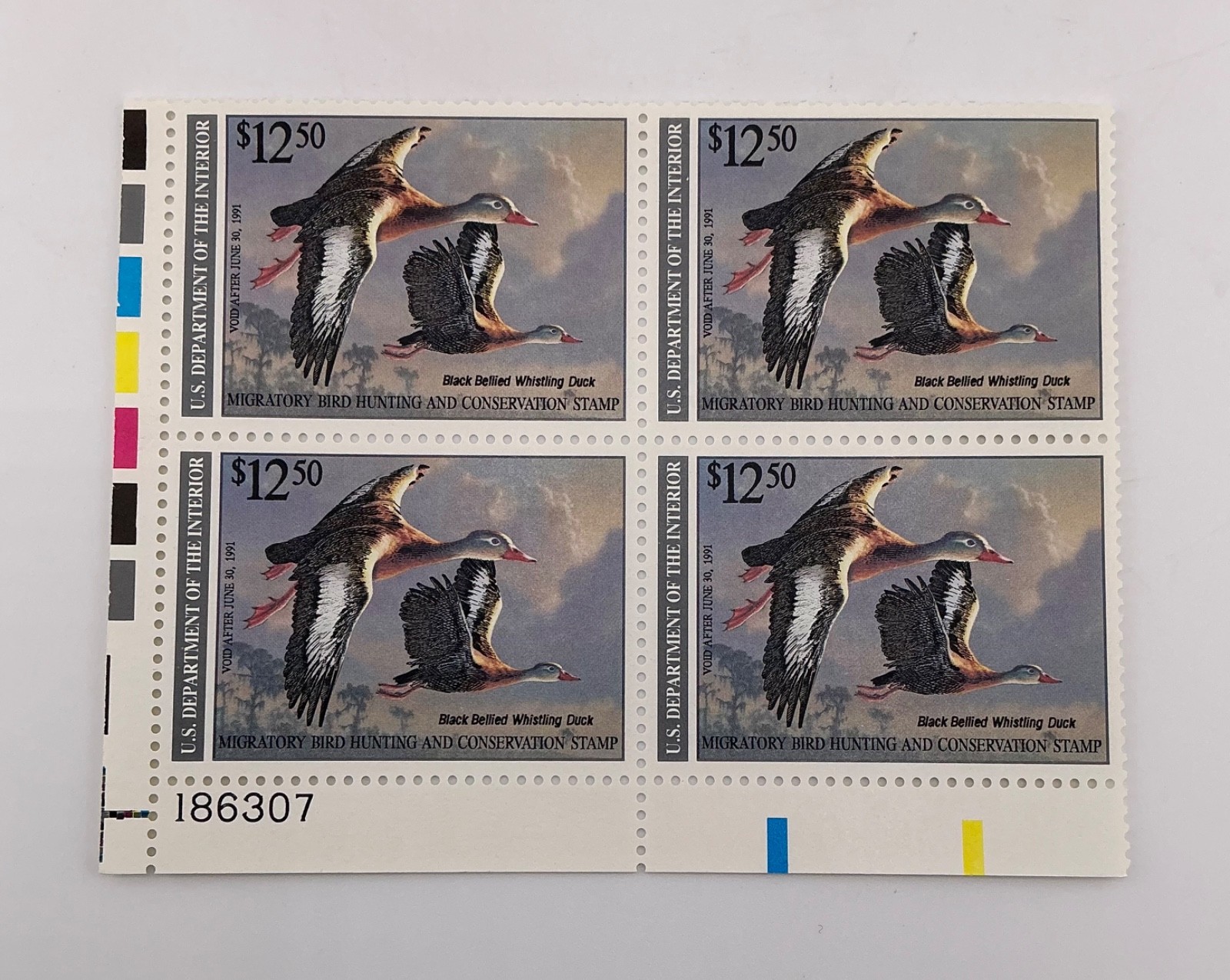 1990 US Federal Scott #RW57 Whistling Duck Block of 4 MNH