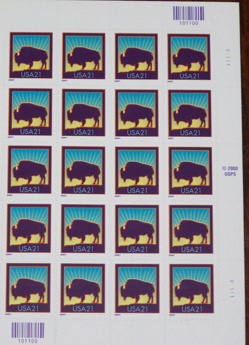 STAMPS USPS.USA. FULL SHEET. # 3468. American Bison Buffalo . 2000