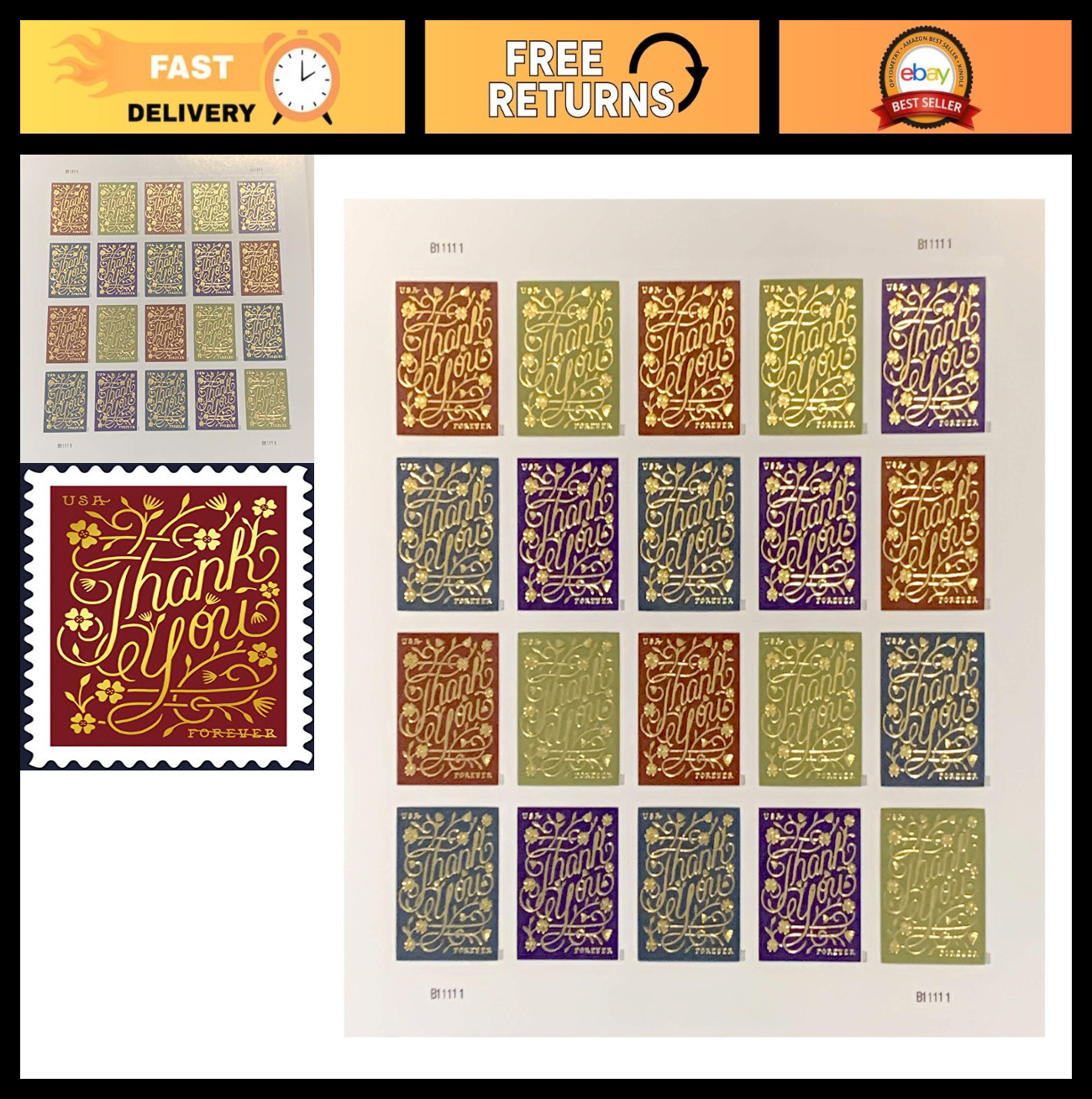 Thank You Postage Forever Stamps – Sheet of 20 – 2020 Collectible Stamps