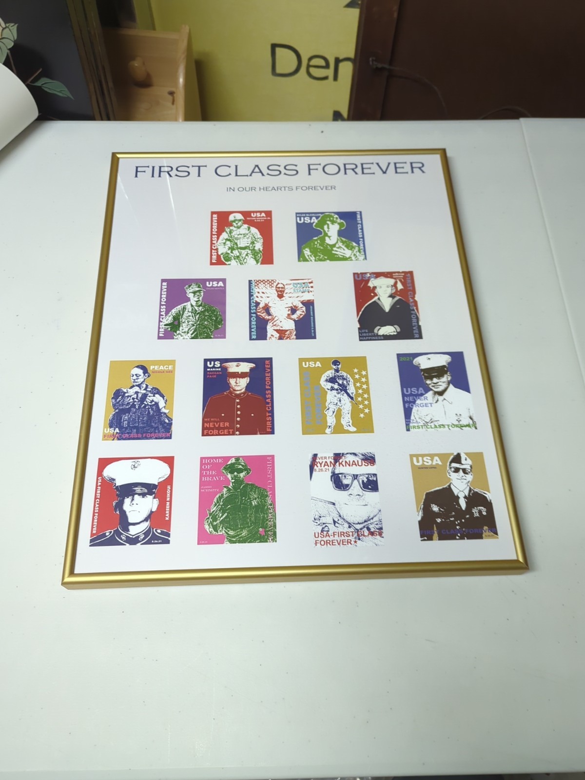 16×20″ First Class Forever In Our Hearts Framed USPS Composite Poster