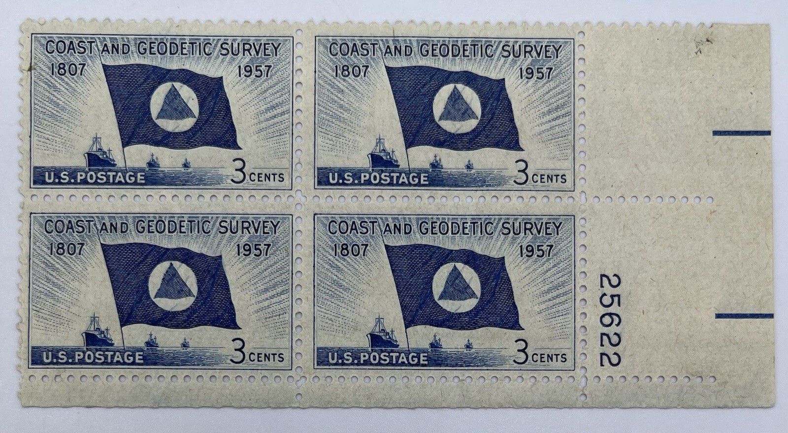 US Stamps Scott # 1088 Coast & Geodetic Survey Plate Block Mint Hinged