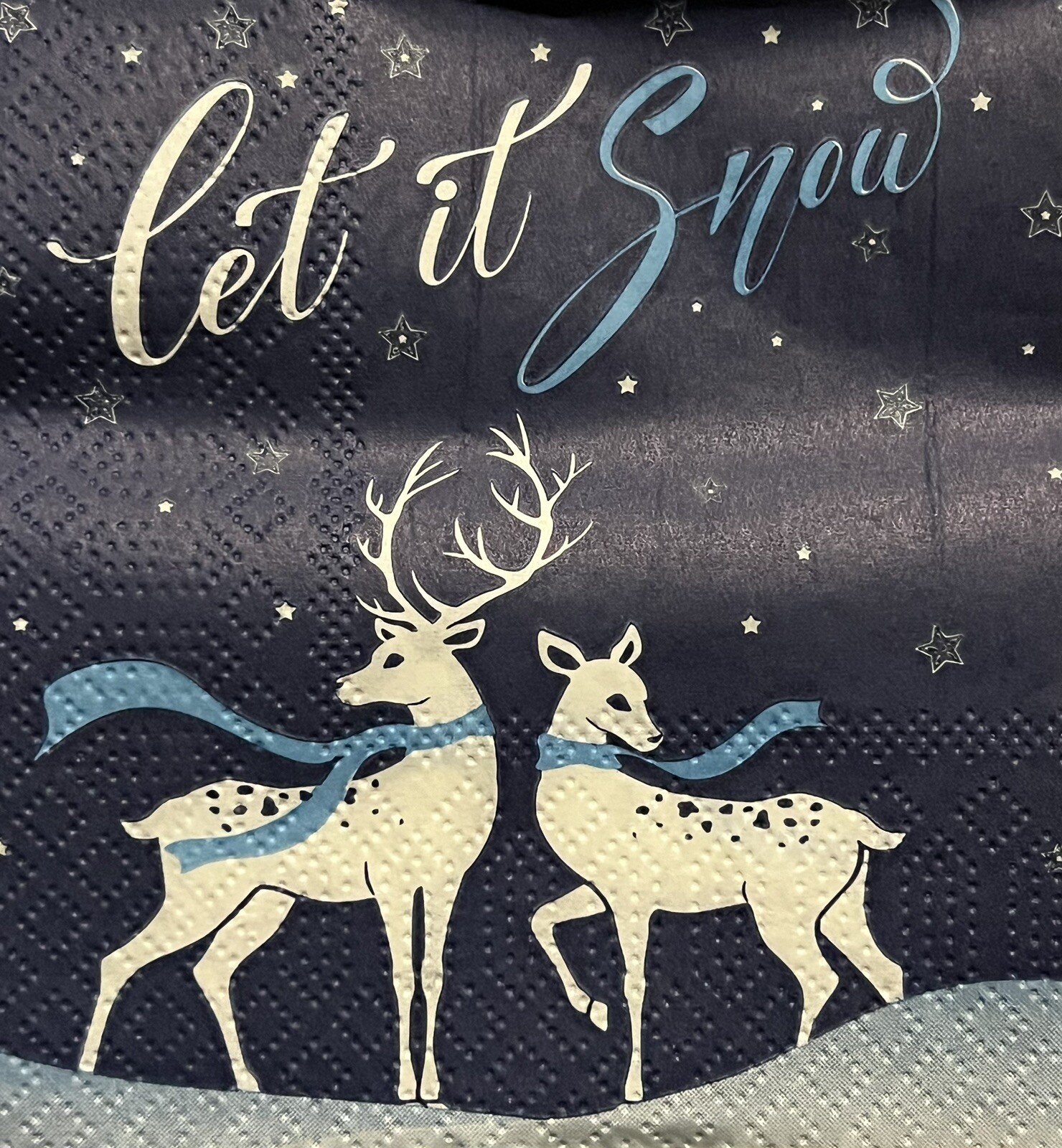 FOUR Paper BEVERAGE/COCKTAIL Decoupage Art Craft Napkins -snowman Christmas Deer