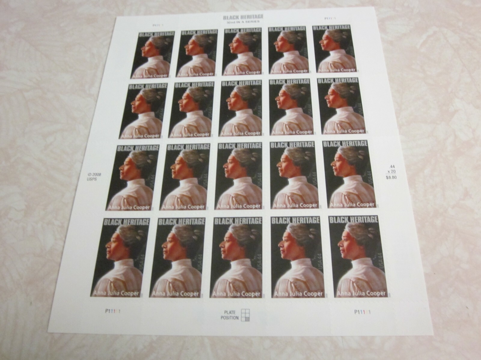 #4408 BLACK HERITAGE ANNA JULIA COOPER Sheet of 20 44 Cent Postage Stamps MNH