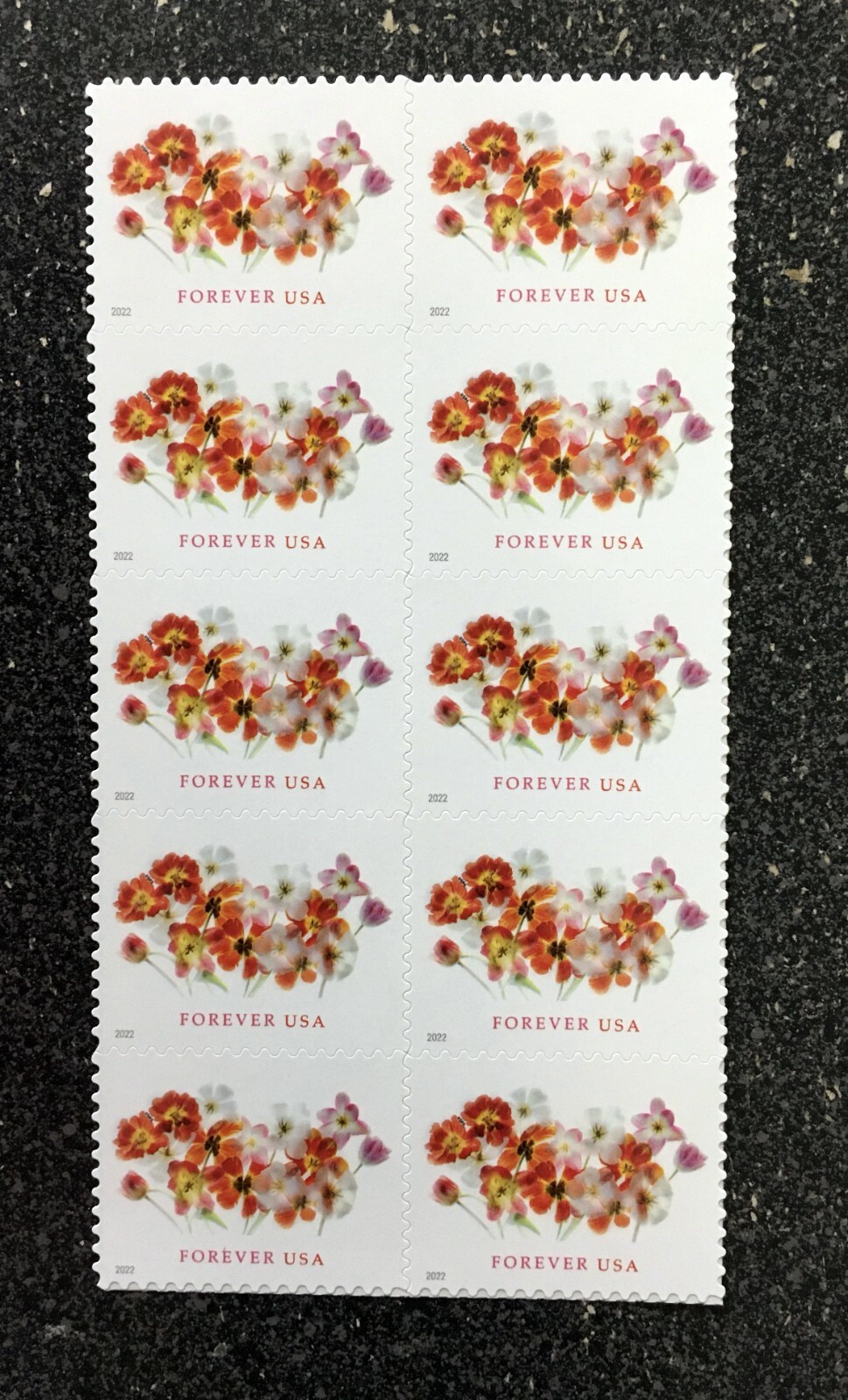 2022USA #5681 Forever Tulips – Block of 10 mint postage wedding flowers