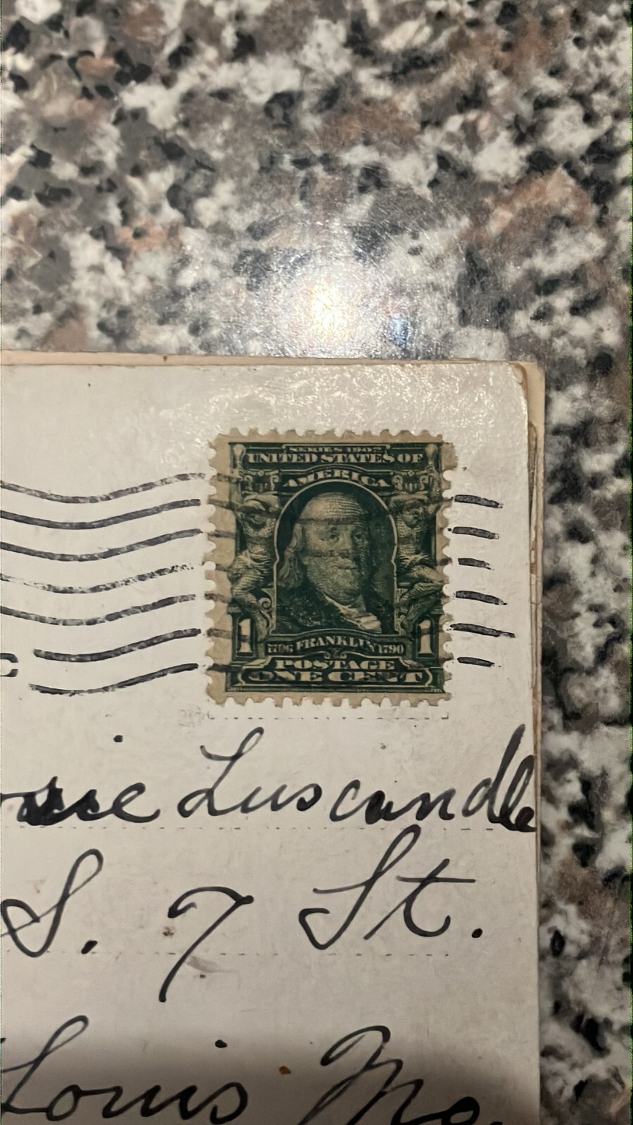 RARE 1902 Ben Franklin 1 Cent Blue-Green Imperforate Stamp.