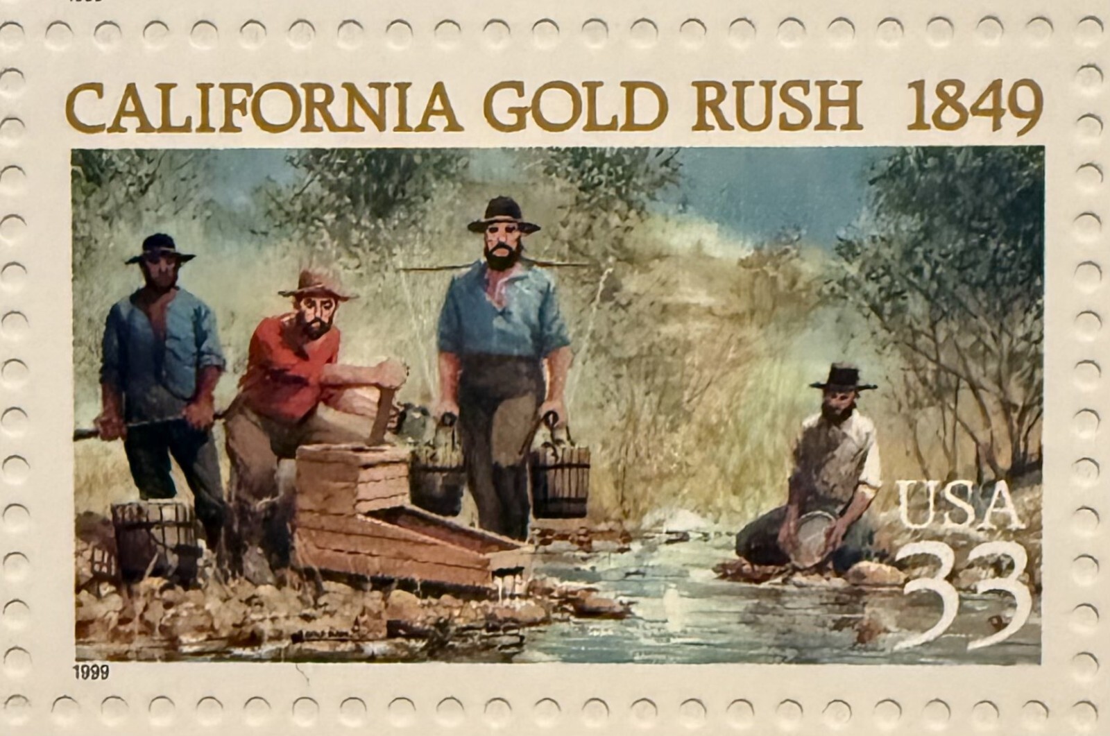 1999 $0.33 California Gold Rush USA Postage Stamp #3316 Full Pane (20) MINT