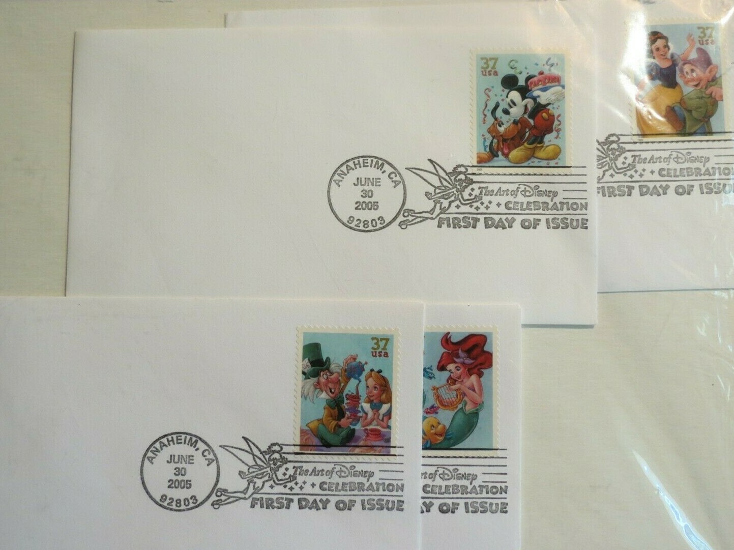 USPS CELEBRATE ART DISNEY POSTAL STAMP SET 37 CENTS SNOW WHITE DOPEY ARIEL ALICE