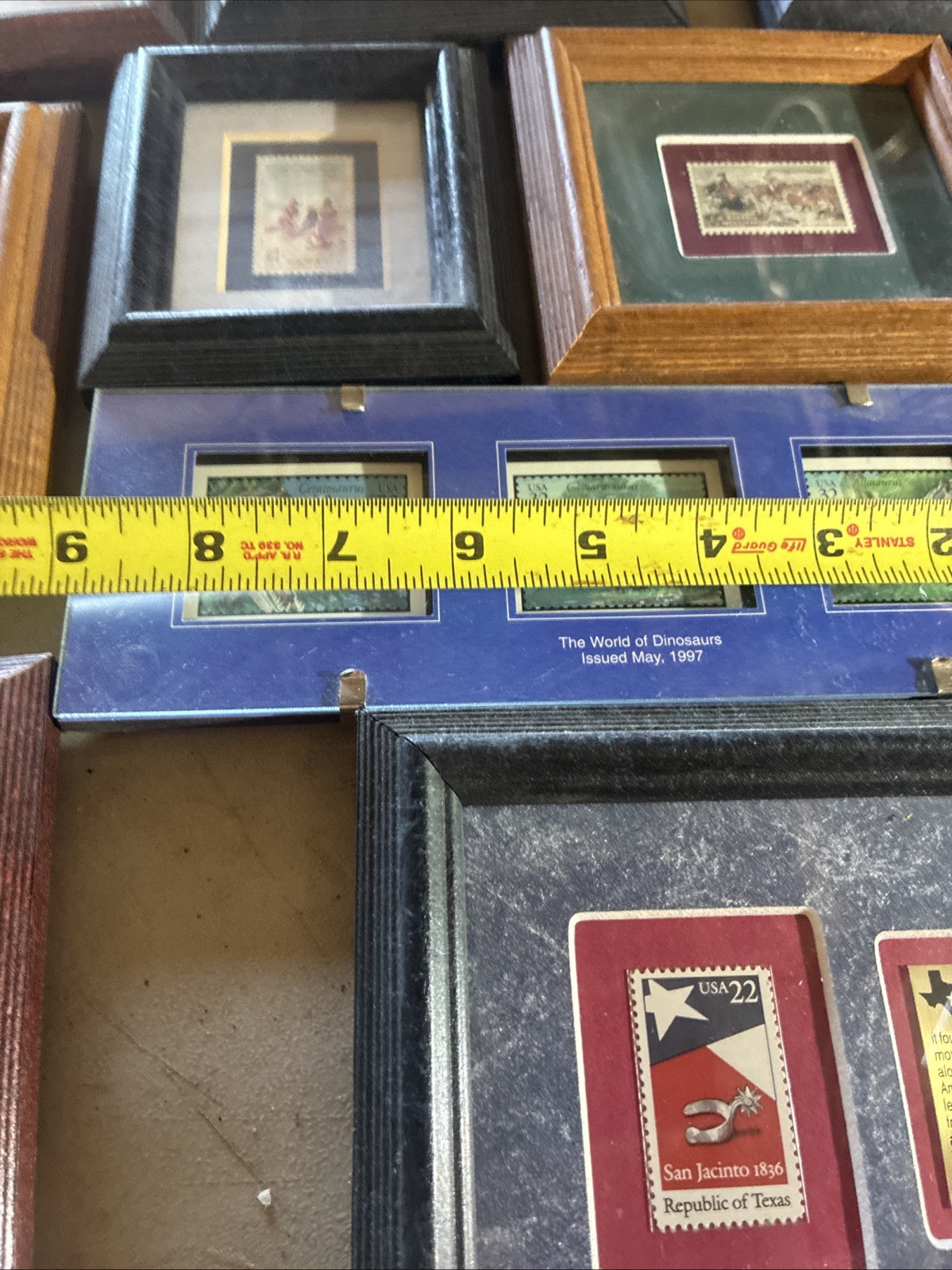 12 Framed Collectible Stamp Frames-Selling All Together-Good Subject Matter-nice