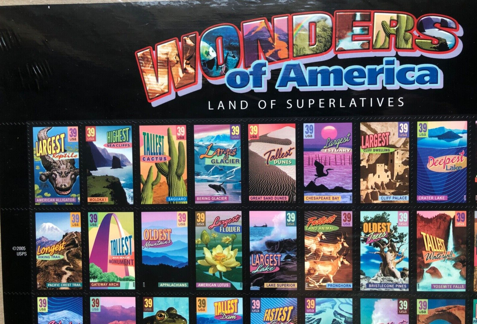 USPS 40 SHEET WONDERS OF AMERICA STAMPS 39 CENT Mint – New in original packaging