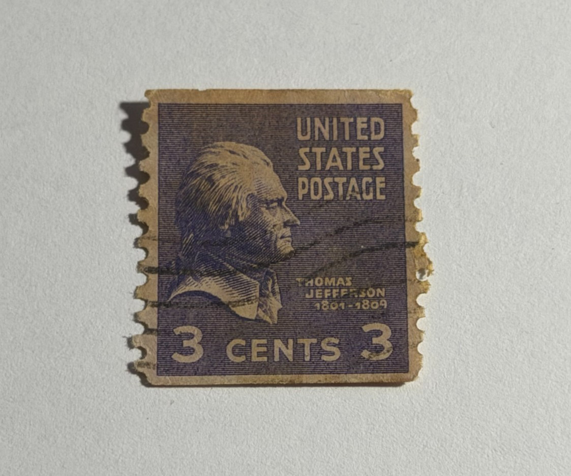 UNITED STATES Postage – 1937 Thomas Jefferson 3¢ Presidential Series Stamp