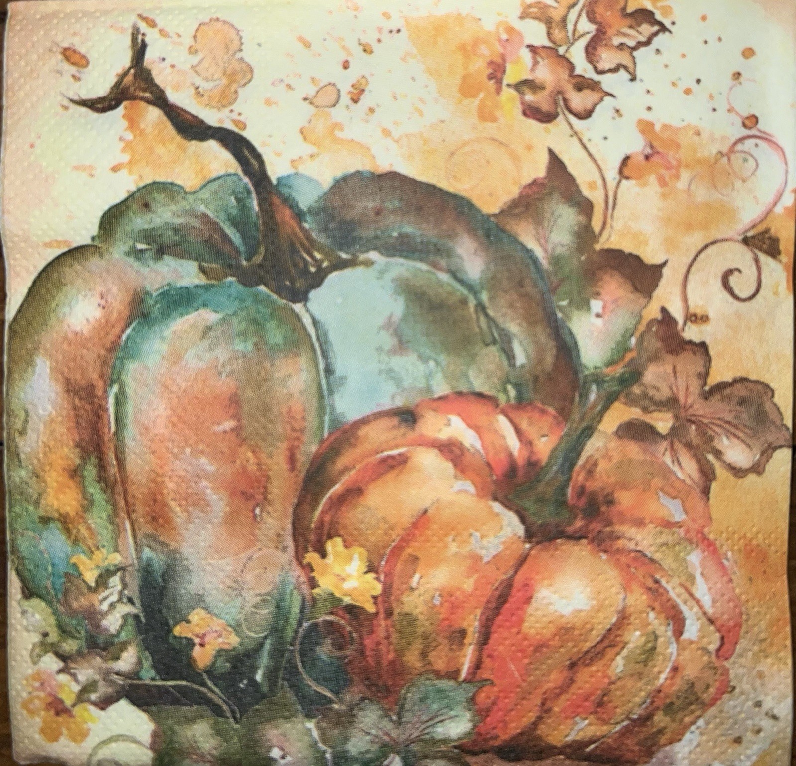 TWO Individual Paper LUNCHEON Decoupage Napkin/fall/Halloween/Pumpkin/watercolor