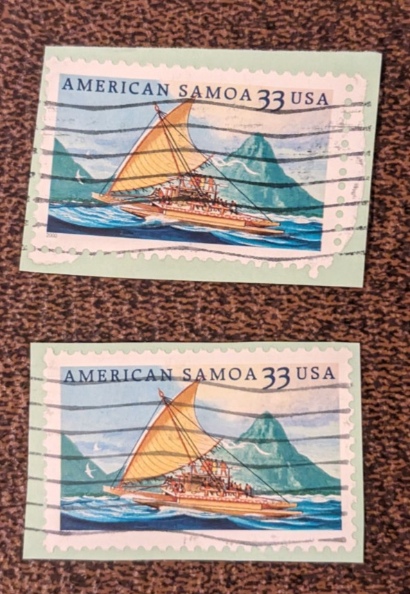 Two (2) American Samoa 33 cent USA cancelled Stamps