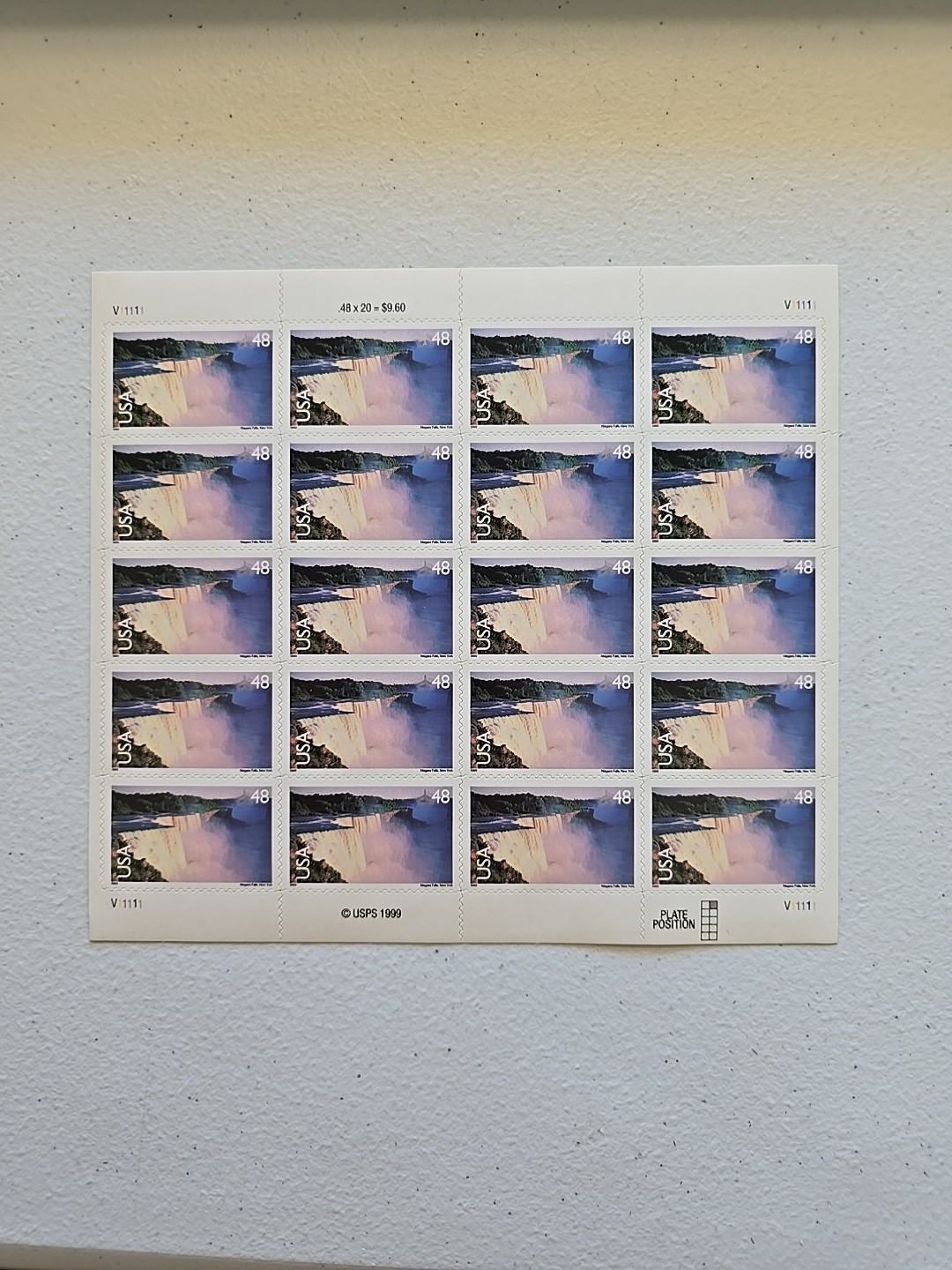 USA 1999 NIAGRA FALLS NATIONAL PARK NY 48 Cent AIRMAIL 20 STAMPS SHEET MNH