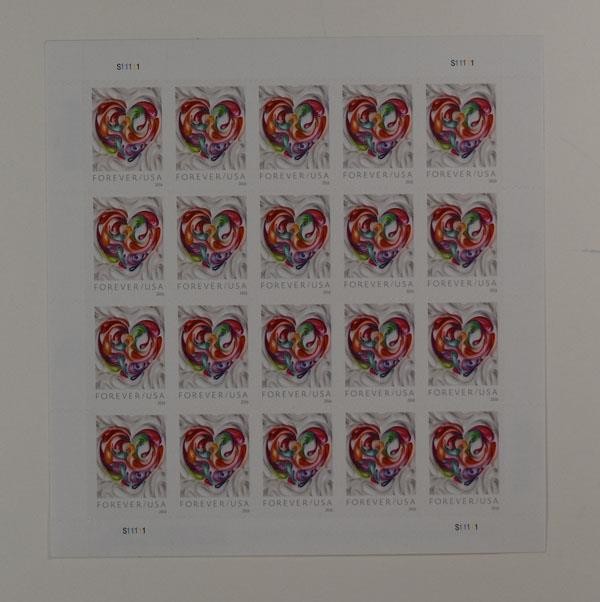 US SCOTT 5036 PANE OF 20 QUILLED PAPER HEART STAMPS FOREVER MNH