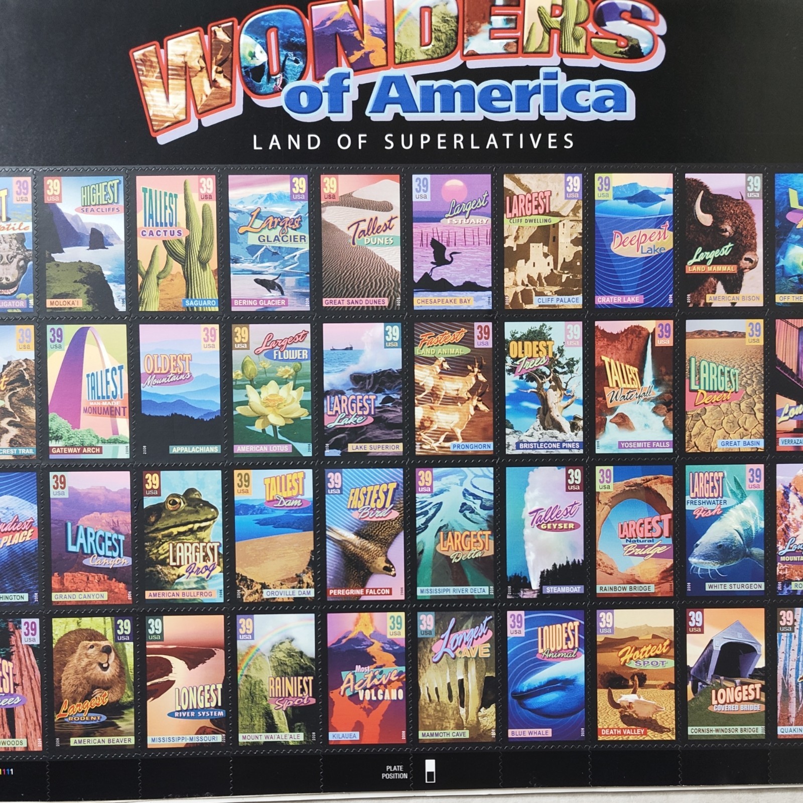 “WONDERS OF AMERICA” 40STAMPS- 39 CENT