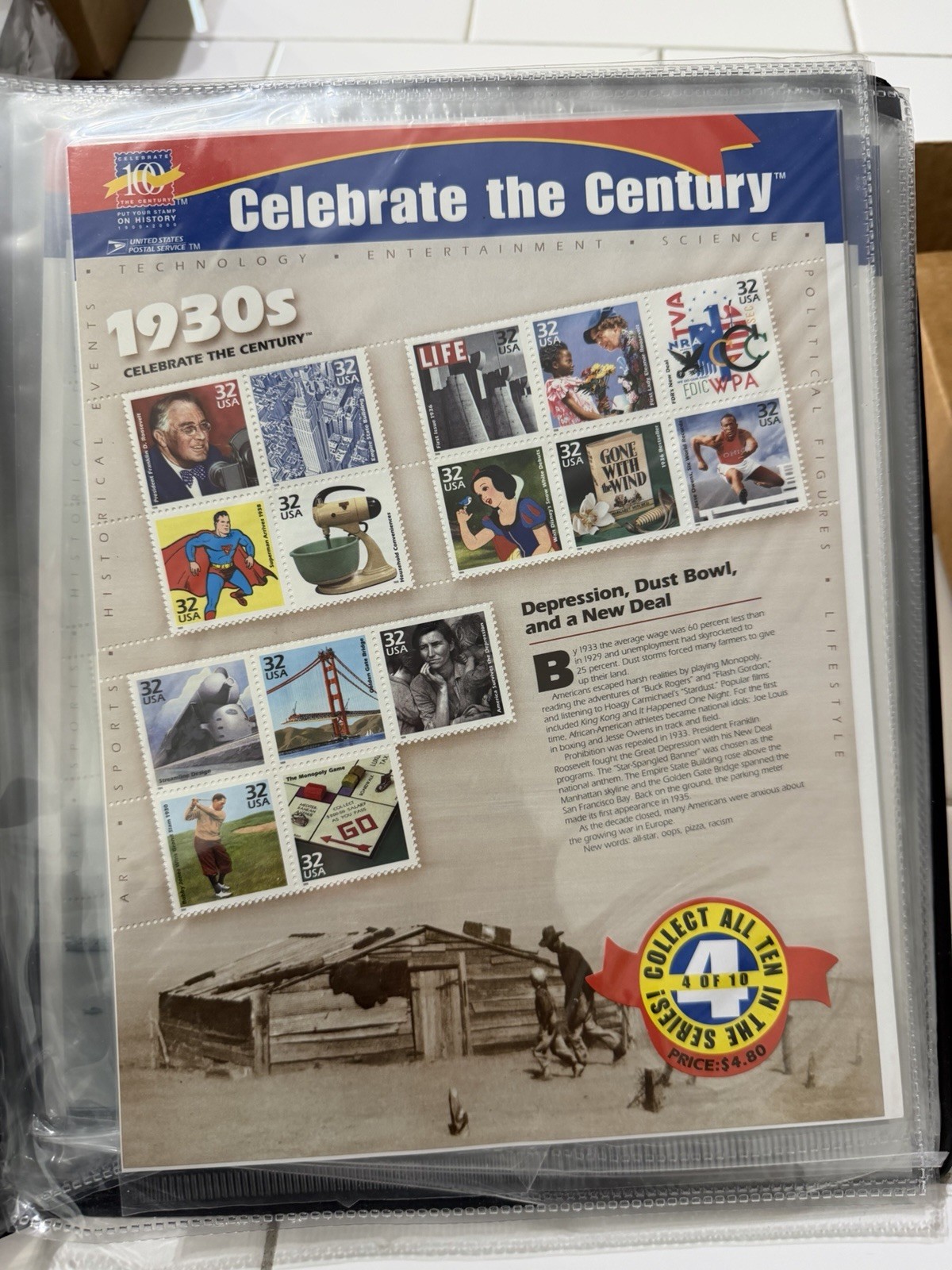 Sealed CELEBRATE THE CENTURY 1900-1990 Complete 10 Sheet Set US Stamps UNPOSTED