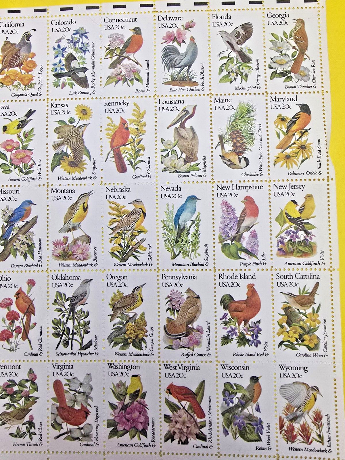 1981 50 State Birds and Flowers Stamps Mint Set