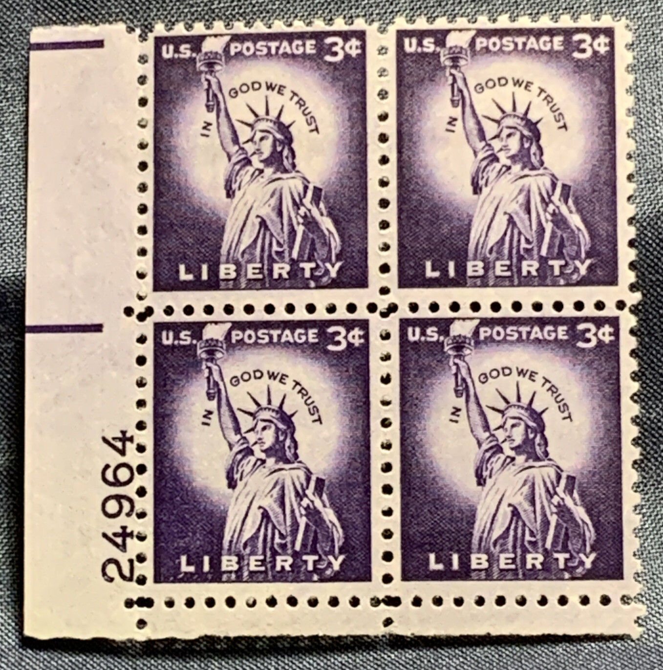 4 cent purple Lady Liberty Stamp