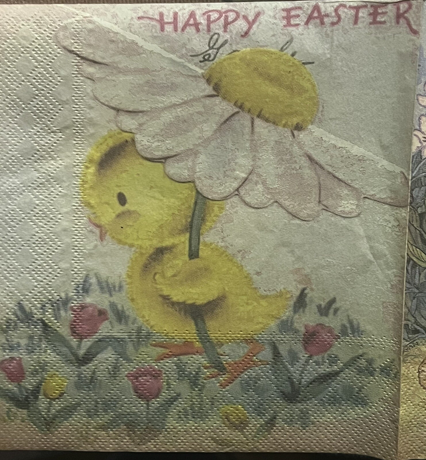 TWO Paper LUNCHEON Decoupage Art Craft Napkin VTG EASTER/BUNNY-RABBIT/chick/duck