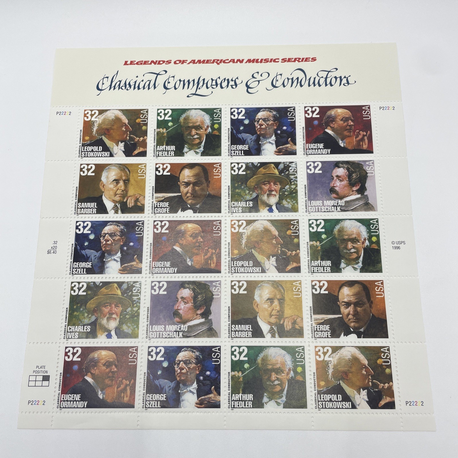 Lot 3 USPS Stamps MNH Sheets American Music Series: Opera, Jazz, Composers