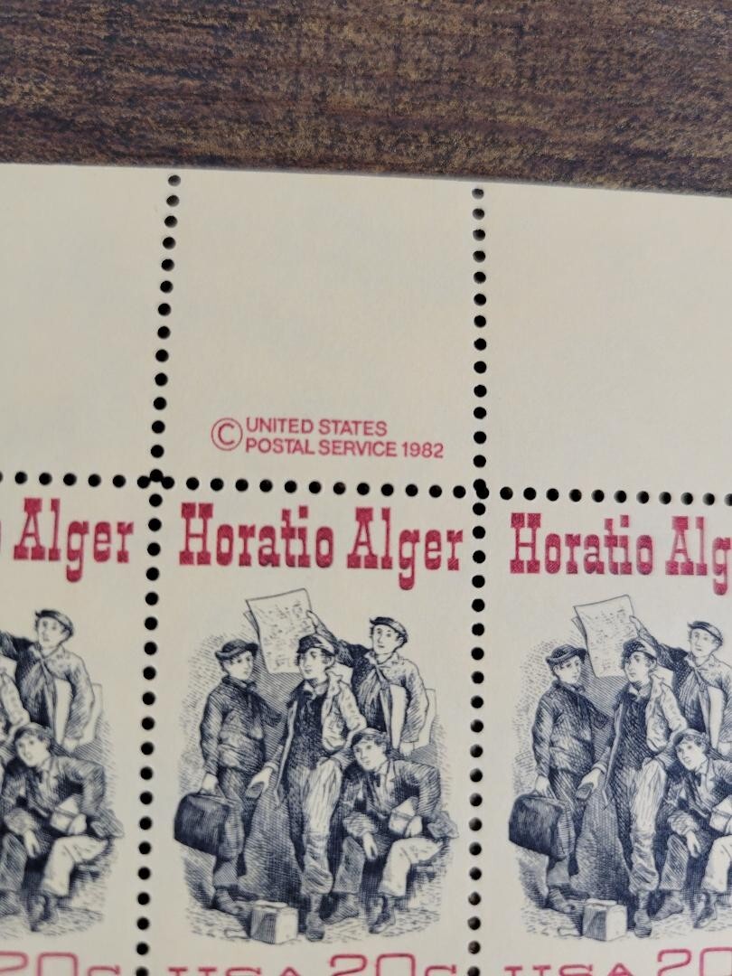 USPS Horatio Alger American Novelist 20 Cent Stamps