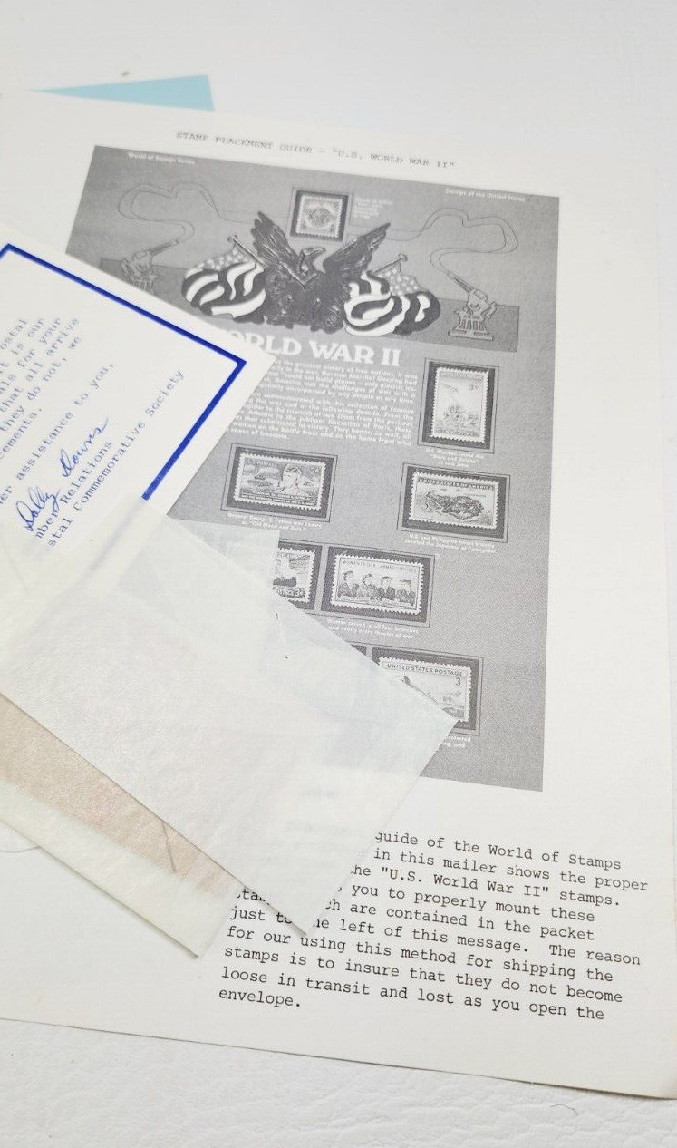 World War ll stamps from Postal Commemorative Society Vintage No postmark