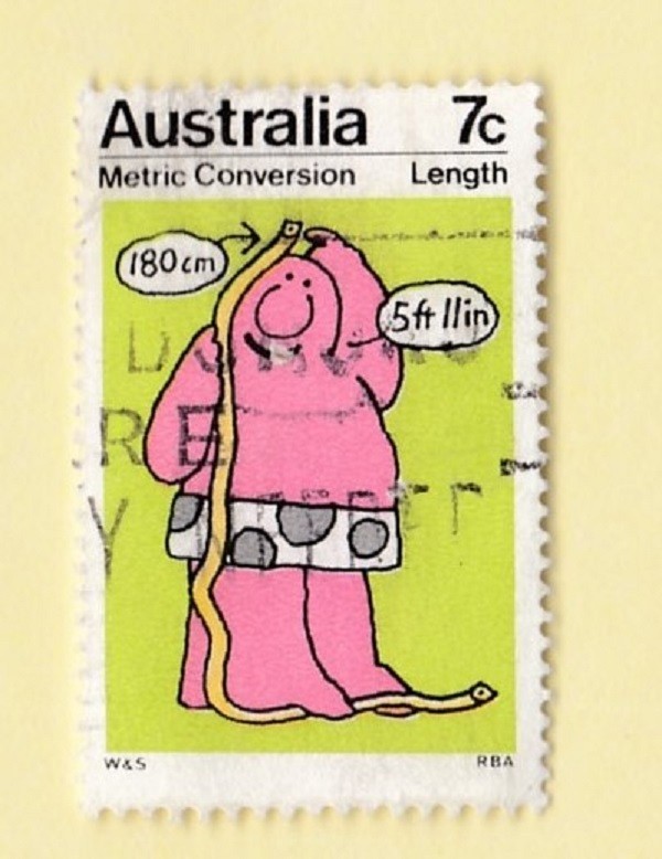 Australia Vintage Postage Stamp Metric Conversion Lenght 7c