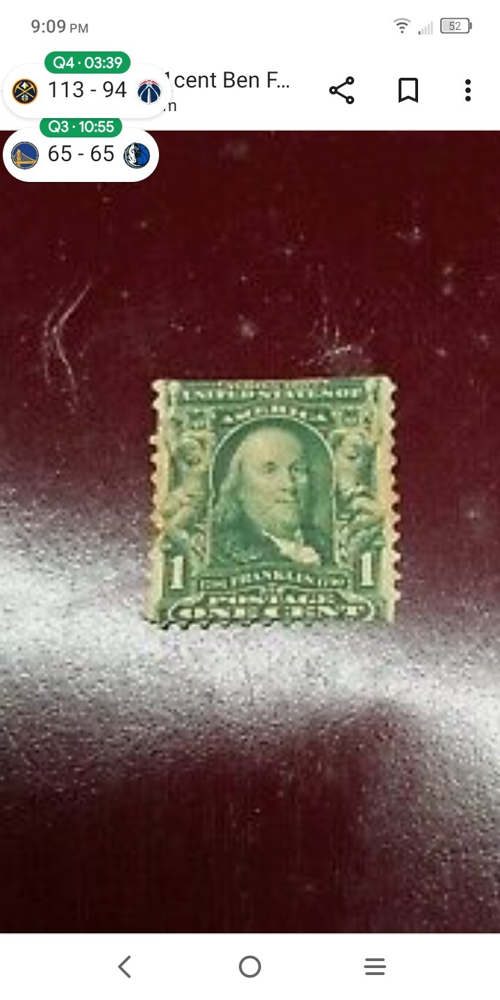 1902 1cent Ben Franklin no post marks been in family 60years