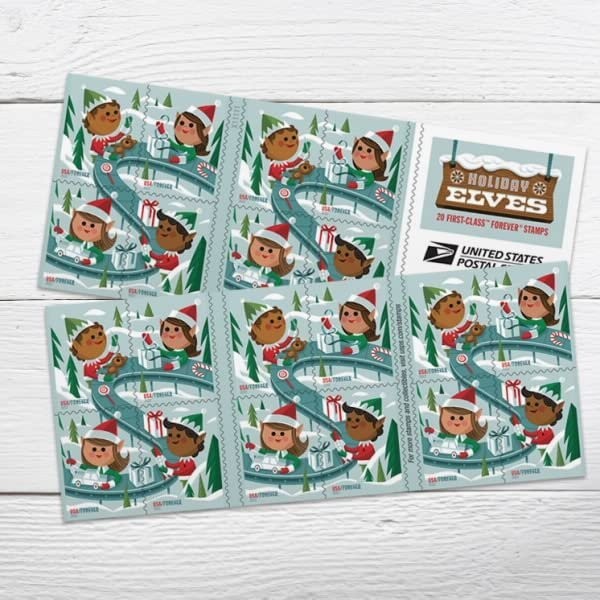 Holiday Elves (Booklet of 20) Christmas Celebrations First-Class Mail Forever…