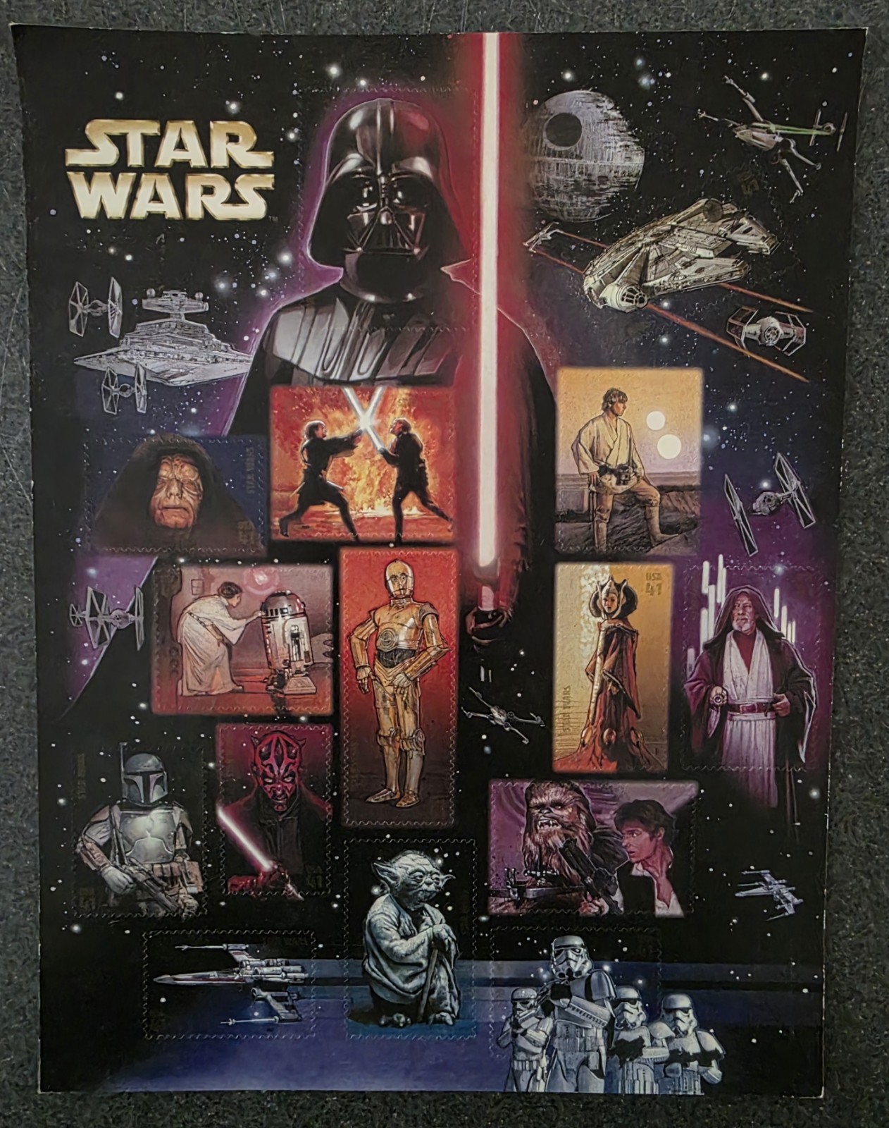 Two sheets = 30 STAR WARS Character Souvenir Set USPS Stamps face value $18.45