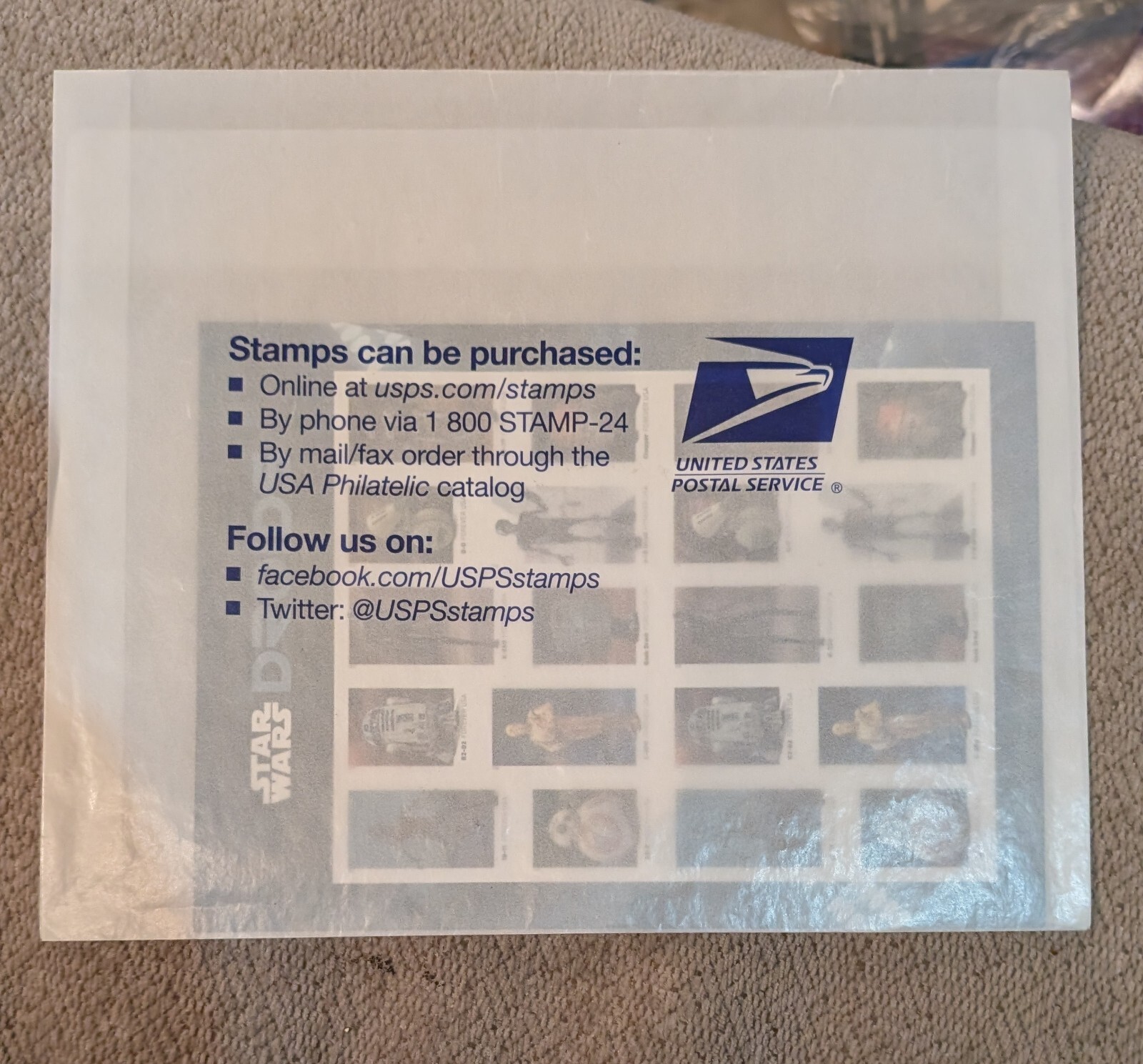 Star Wars Droids Sheet of 20 Forever Stamps US Stamps Post Office