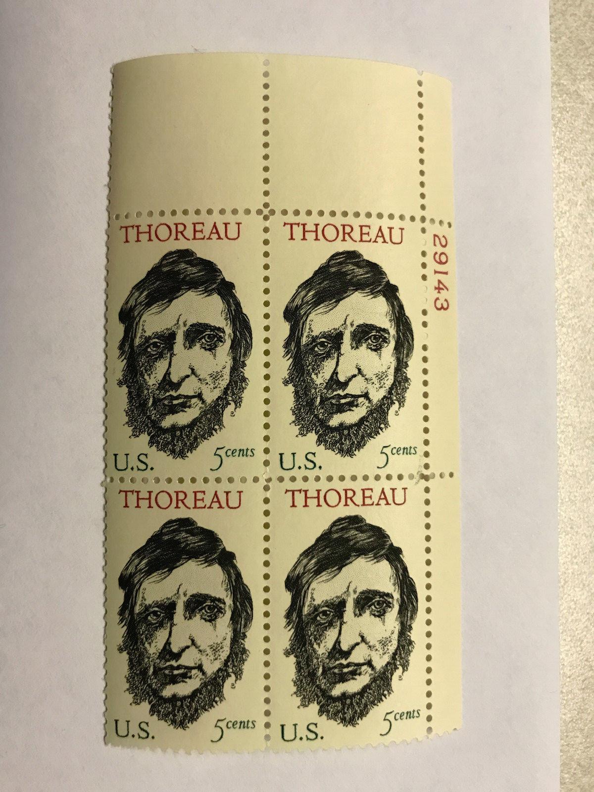 Sc#1327 Thoreau 5 Cent Stamps Set of 4 #5913