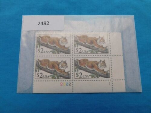 USPS $2.00 STAMPS ~ LOT OF 4 NEW IN PROTECTIVE ENVELOPE NOS ~ BOBCAT ~ WILDLIFE