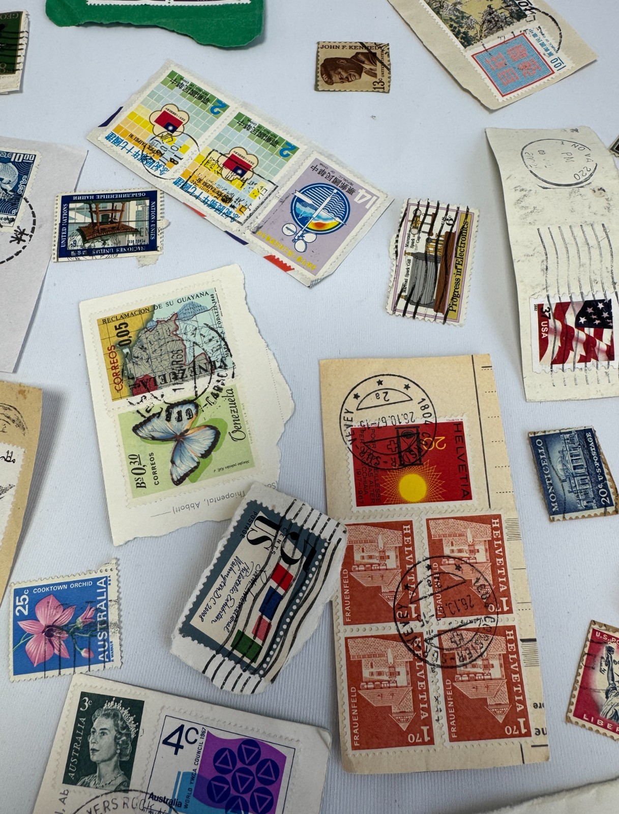 Worldwide Vintage Stamp Collection Lot 75+ Used Stamps on Paper and Off Paper