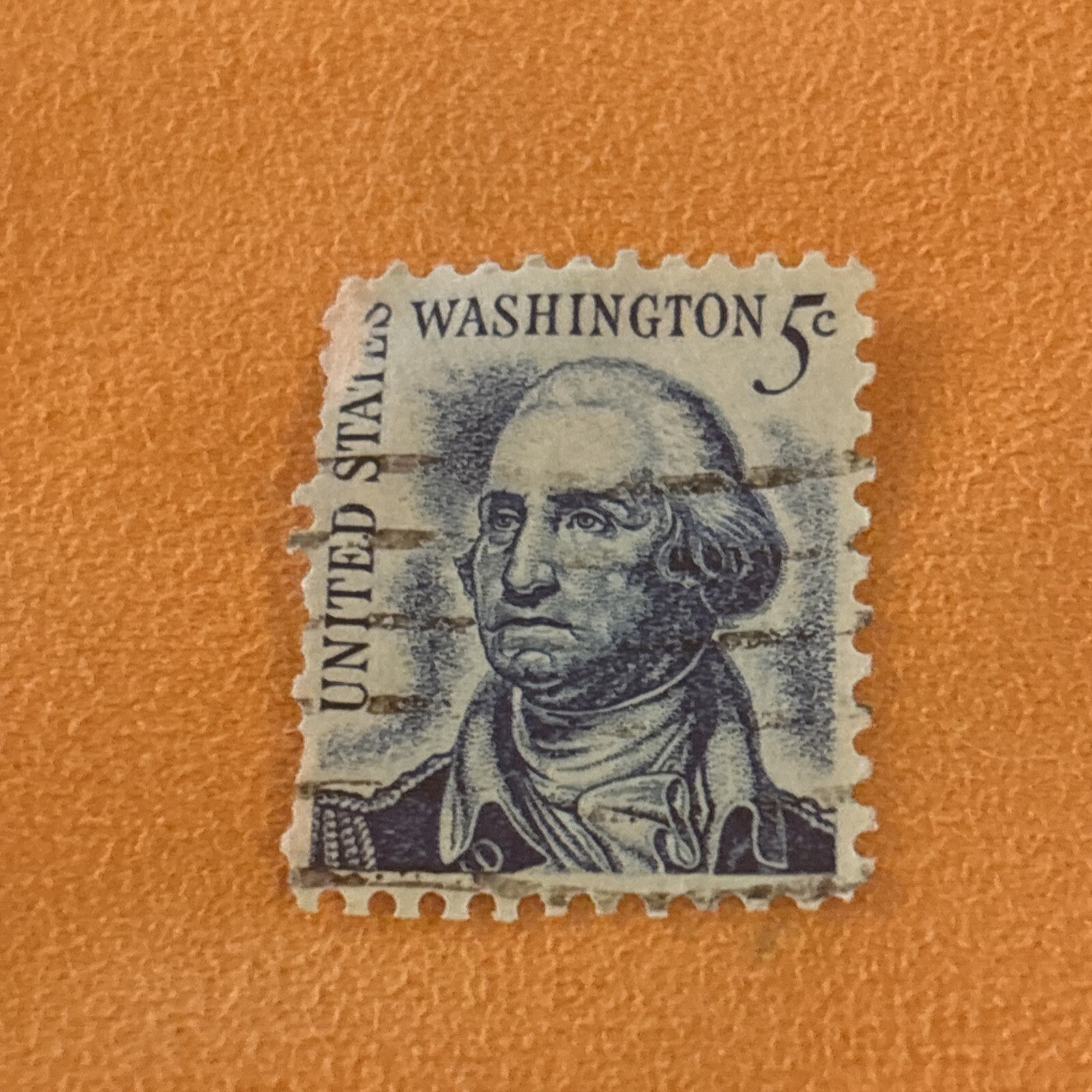 Vintage George Washington Blue 5 Cent Stamp (2)