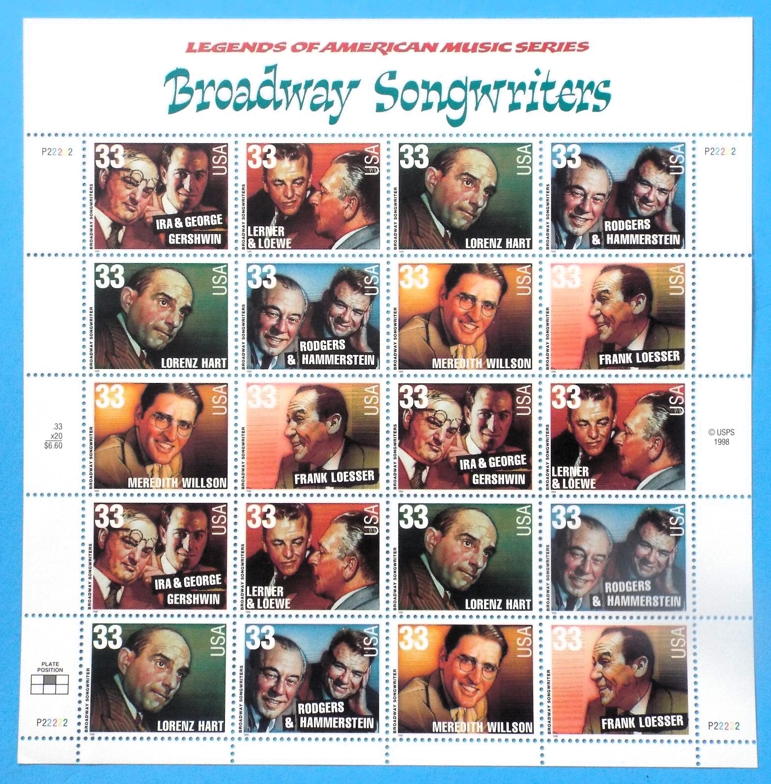 US Postage Stamps Face Value $45+ Unused Lot #98 Sheets Blocks Song and Dance