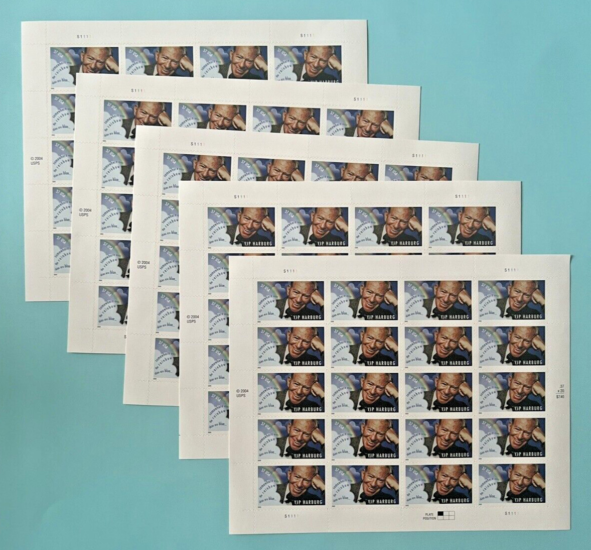 #3905 | 5 Sheets of 20 = 100 Stamps | 37¢ Composer Edgar Yip Harburg FV$37