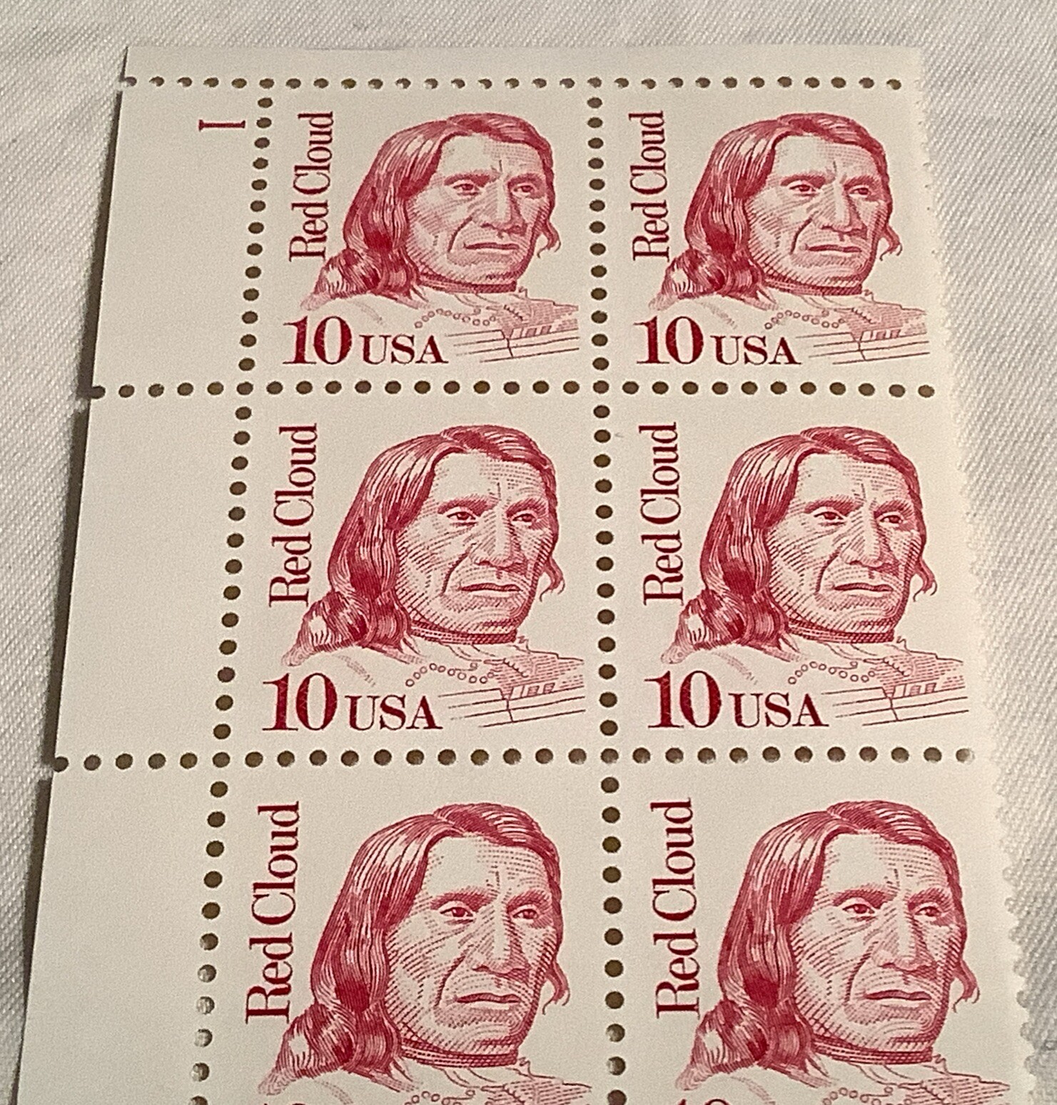 Block 20 USPS 10-Cent Great Americans Issue Red Cloud Postage Stamps s2175 MNH