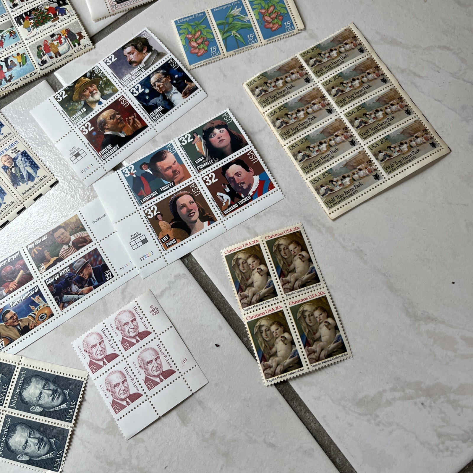 Unused Multiples & Strips & Singles of 13c, 32c, US Postage Stamps USA