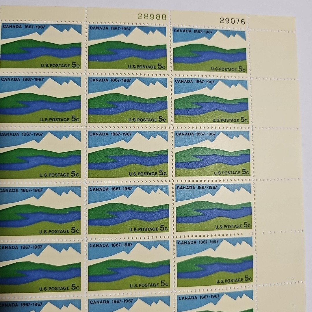 Stamp US Postage 5c 5 Cent Sheet OF 50 Stamps Canada 1867-1967