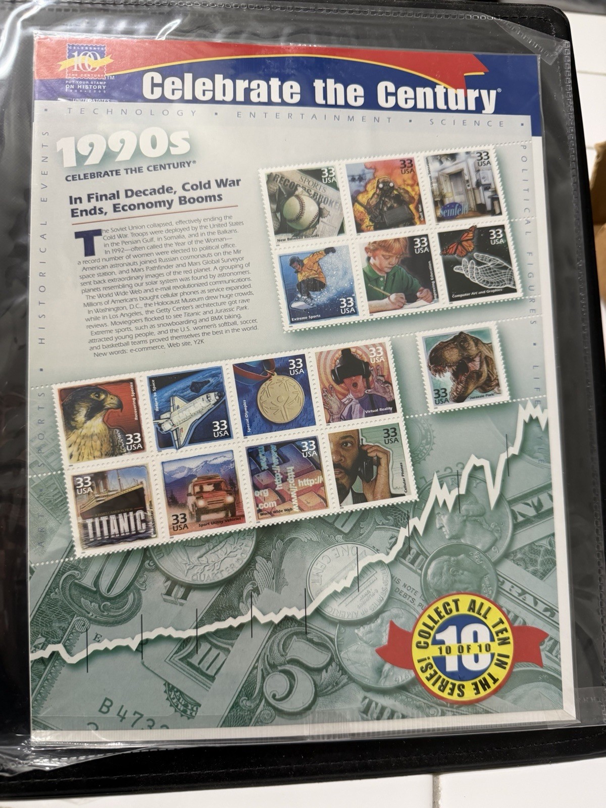Sealed CELEBRATE THE CENTURY 1900-1990 Complete 10 Sheet Set US Stamps UNPOSTED