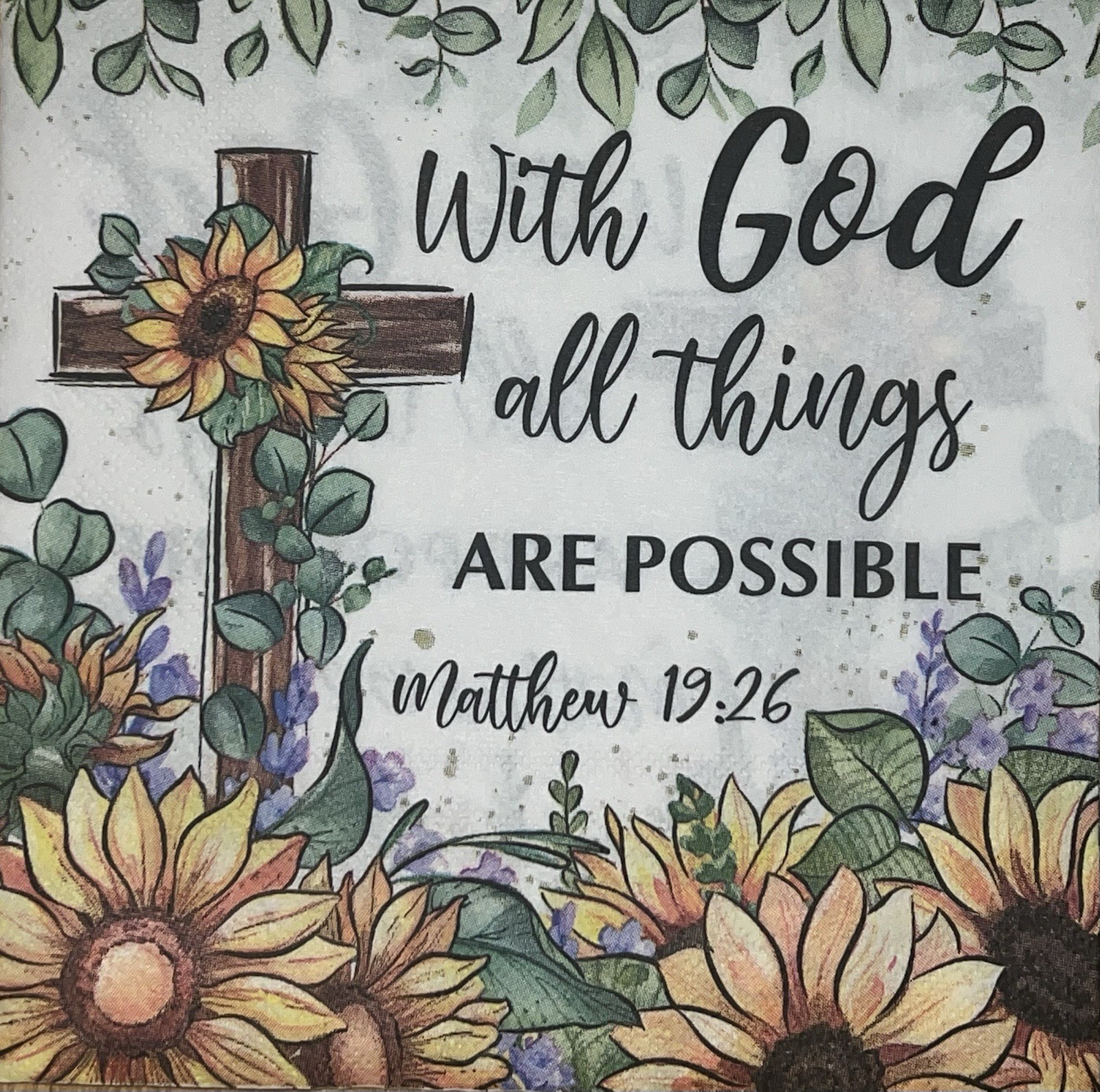 TWO Paper LUNCHEON Decoupage Napkins Religious With God All Things Are Possible
